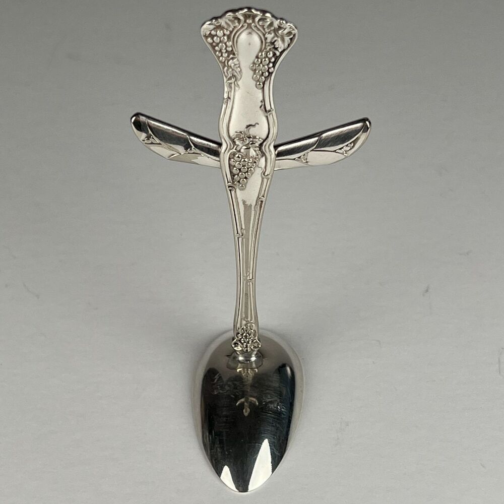 Antique Spoon Cross 1847 Rogers Bros RARE Silver Plate Grape Vine Hand Crafted